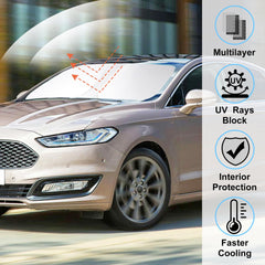 LHFLIVE Custom-Fit sunshade protects dashboard and seats from sun damage