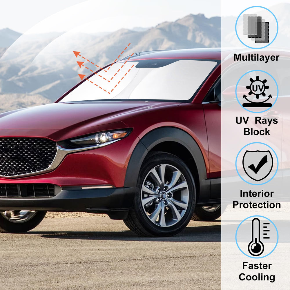 LHFLIVE CX-30 sun shade fabric upgrade shown for interior protection