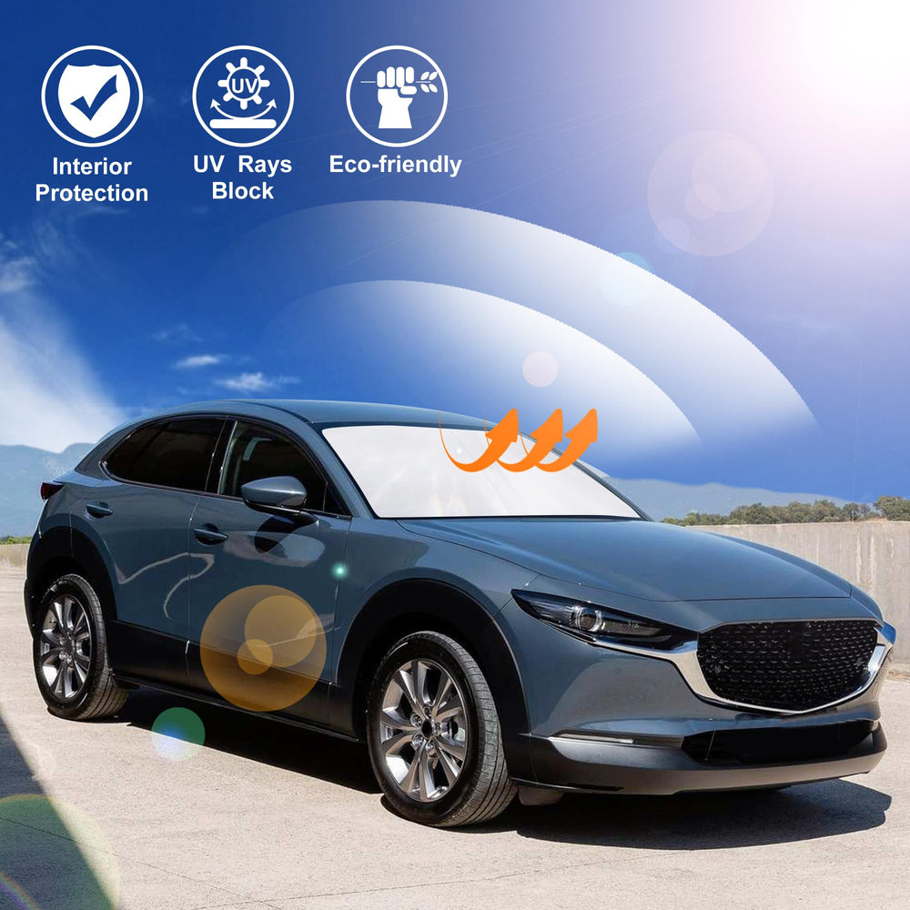 Custom-fit LHFLIVE sun shade for Mazda CX-30 ensuring precise coverage