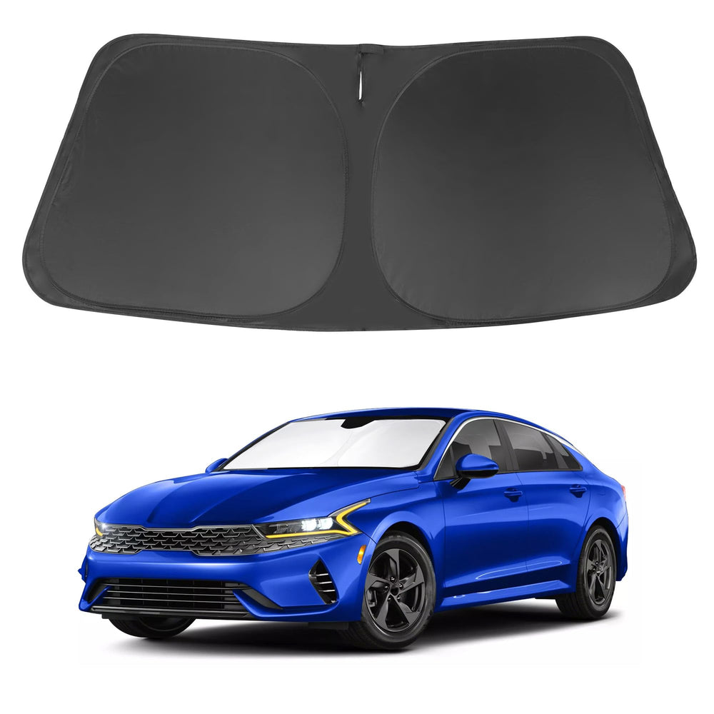 LHFLIVE windshield shade on Kia K5 for precise fit and sun protection