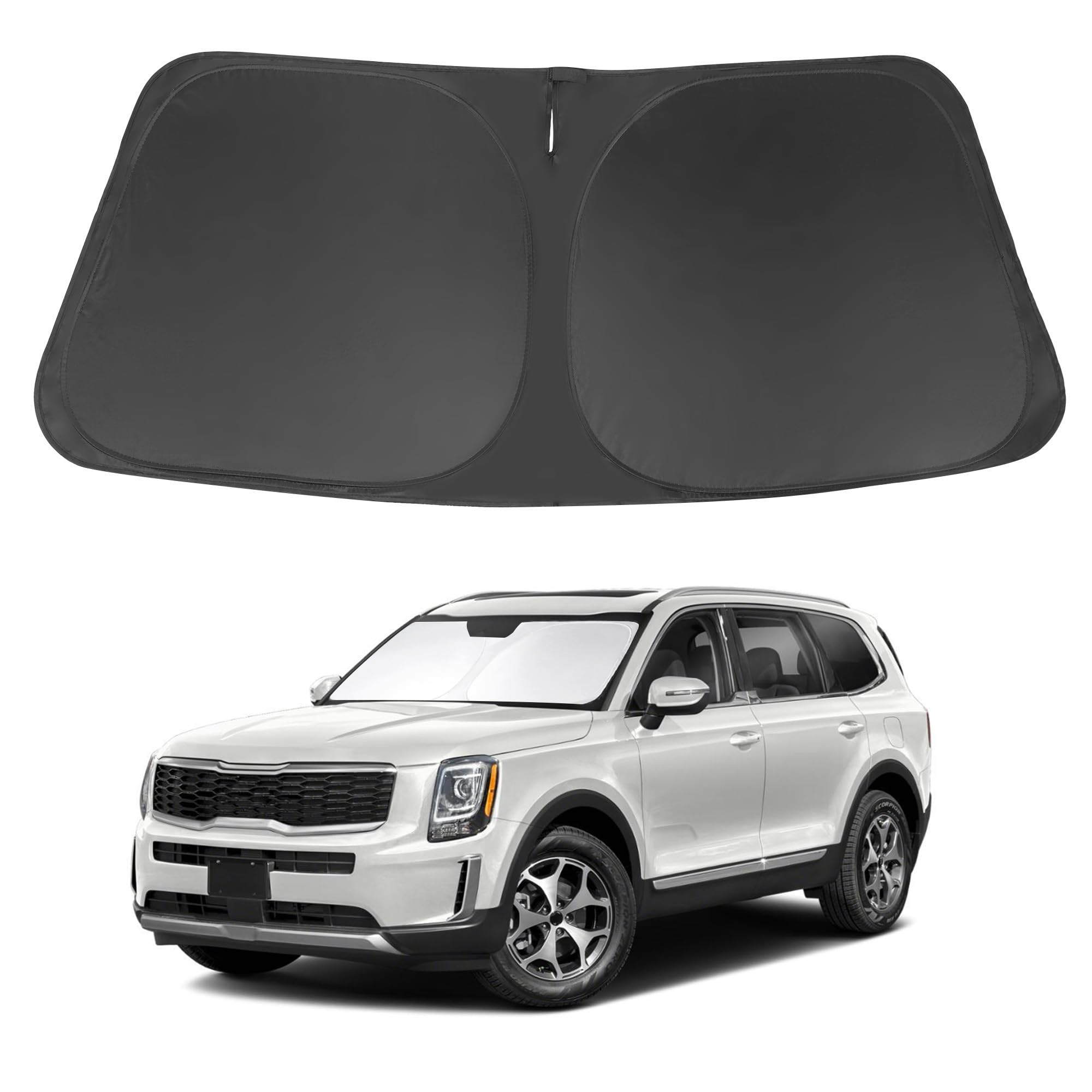 LHFLIVE Windshield Shade front-fit for Kia Telluride blocks heat and glare