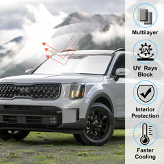 LHFLIVE Windshield Shade upgraded fabric delivers UV protection for Telluride interior
