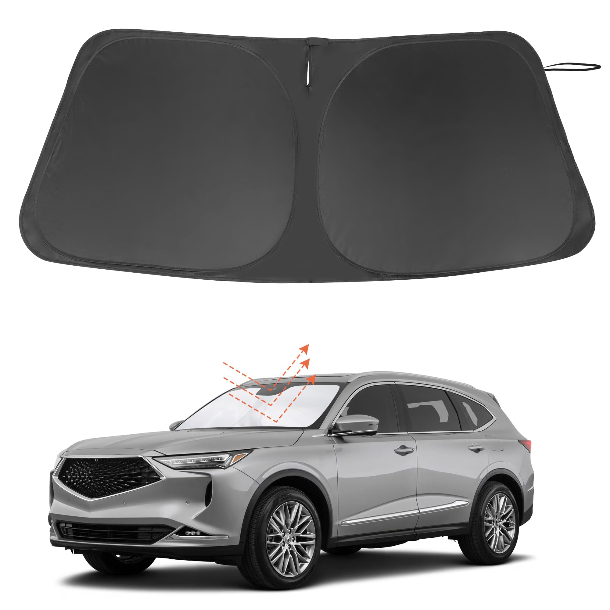 LHFLIVE windshield sun shade for Acura MDX front window reduces heat and UV exposure.