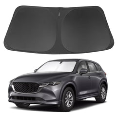 LHFLIVE windshield sun shade on Mazda CX-5 front window reduces heat buildup.
