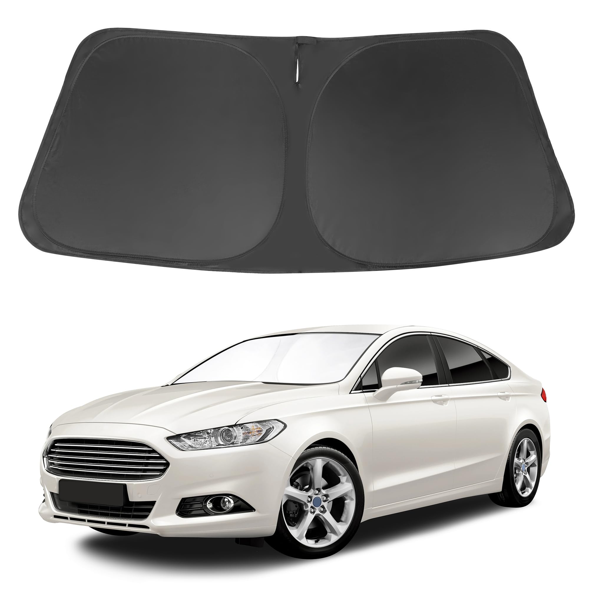 LHFLIVE Windshield Sun Shade for Ford Fusion reduces glare and heat buildup