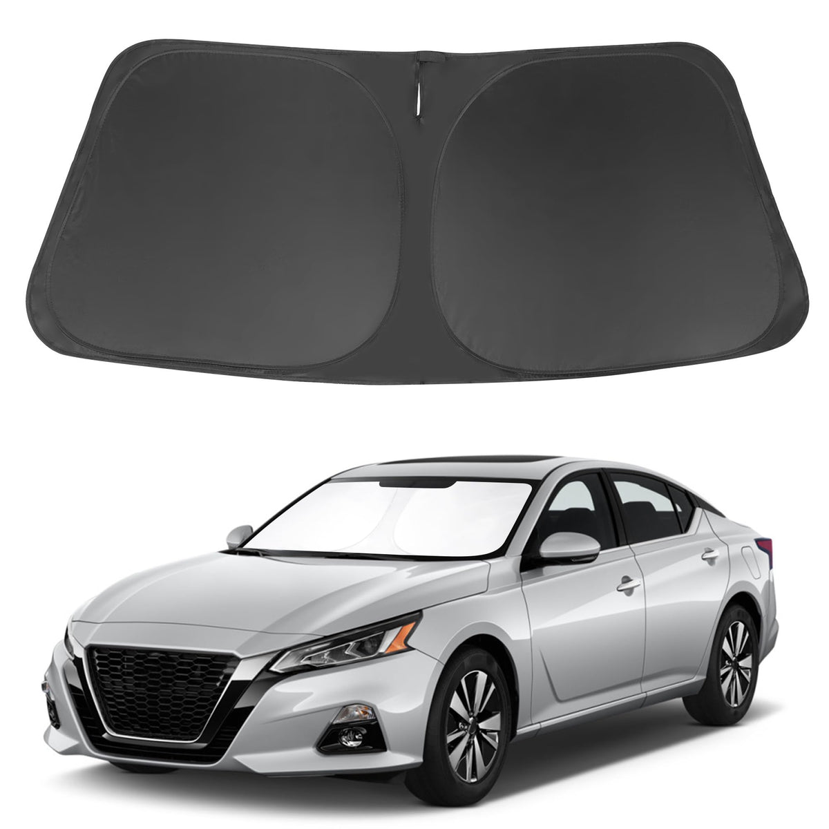 LHFLIVE windshield sun shade for Altima front window reduces heat buildup and UV exposure.