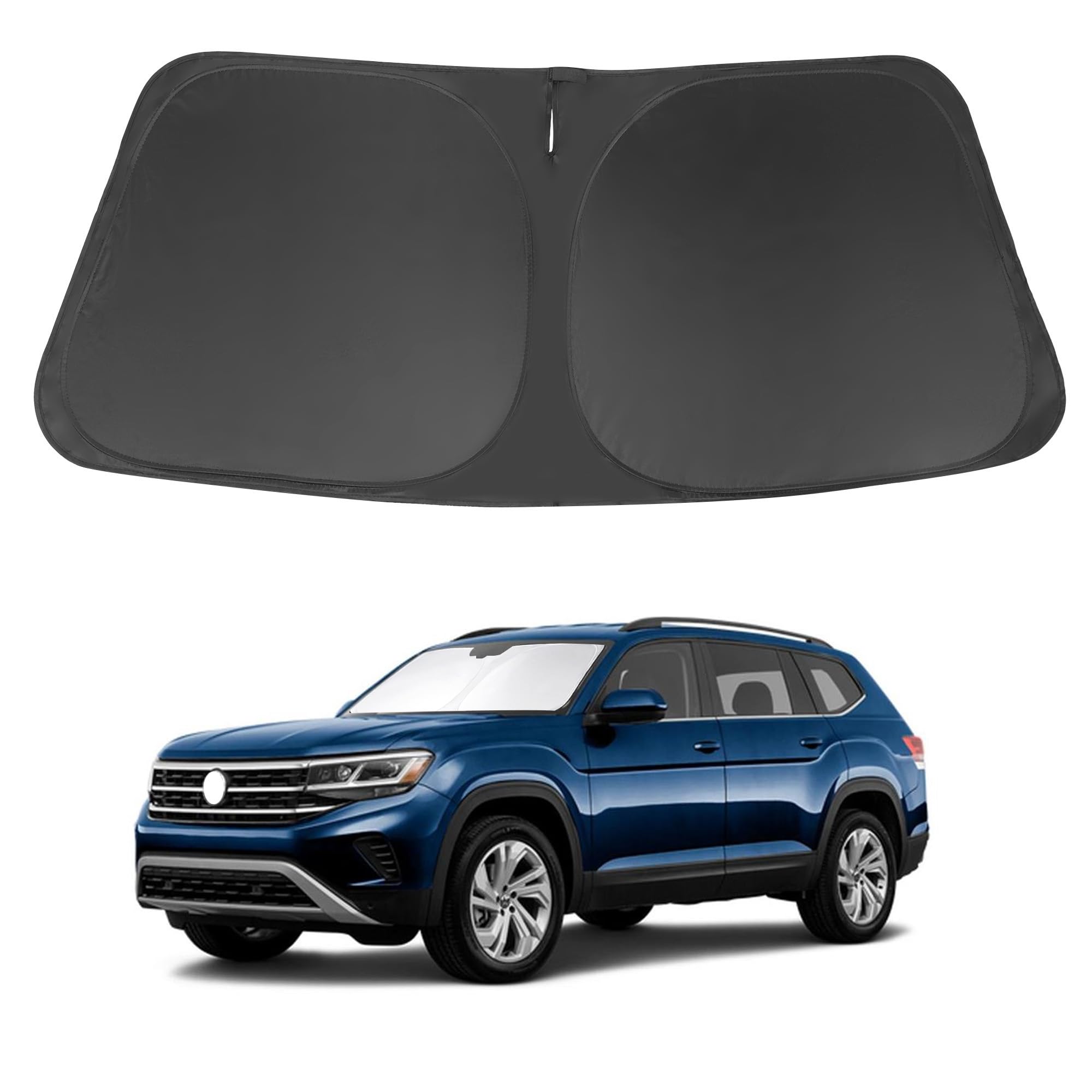 LHFLIVE windshield sun shade for VW Atlas front window fit reduces heat buildup.