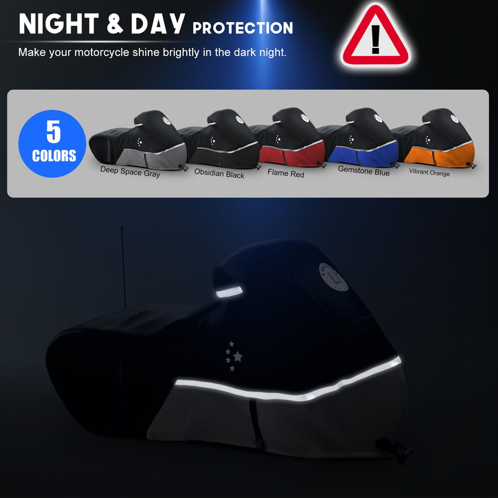 LI LIBZAKI motorcycle cover reflective strip blue enhances visibility at night