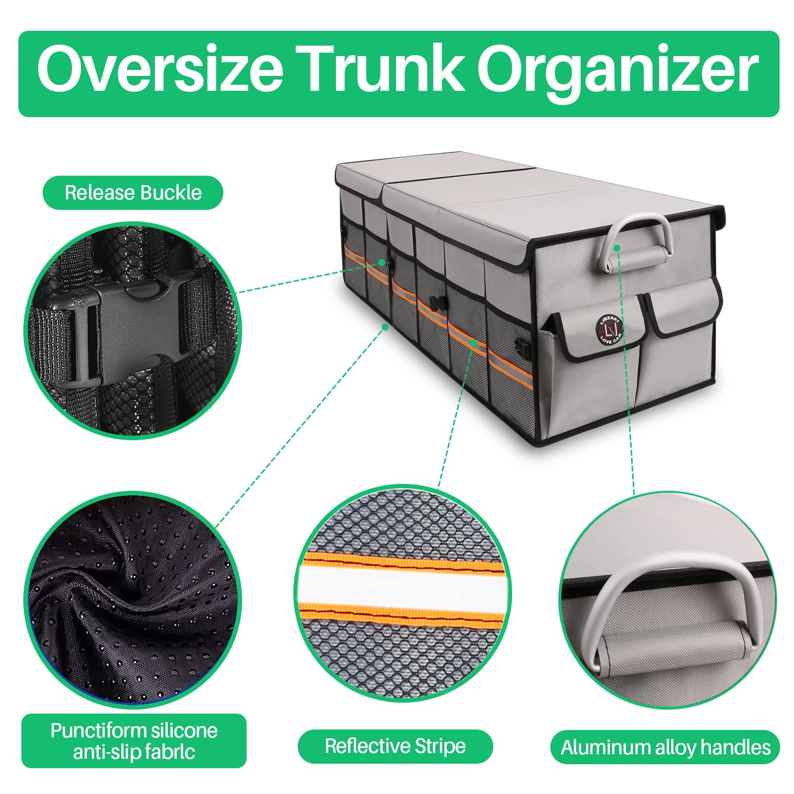 LI LIBZAKI trunk organizer reflective-strip for better visibility at night