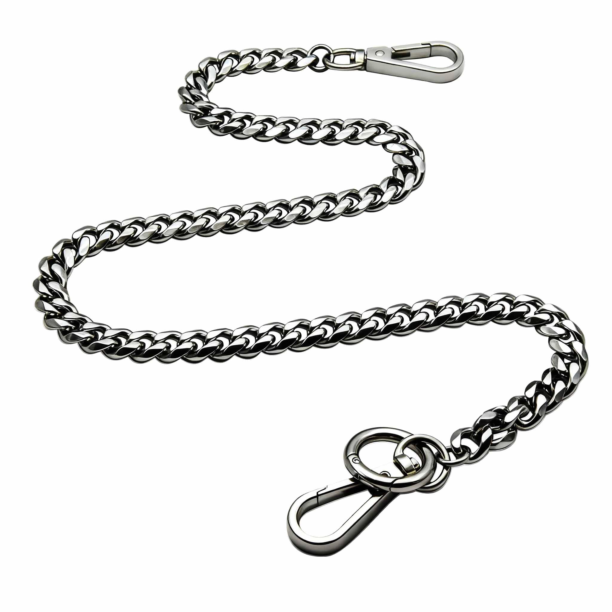 Liangery wallet chain double-link close-up shows sturdy stainless steel construction for everyday security.