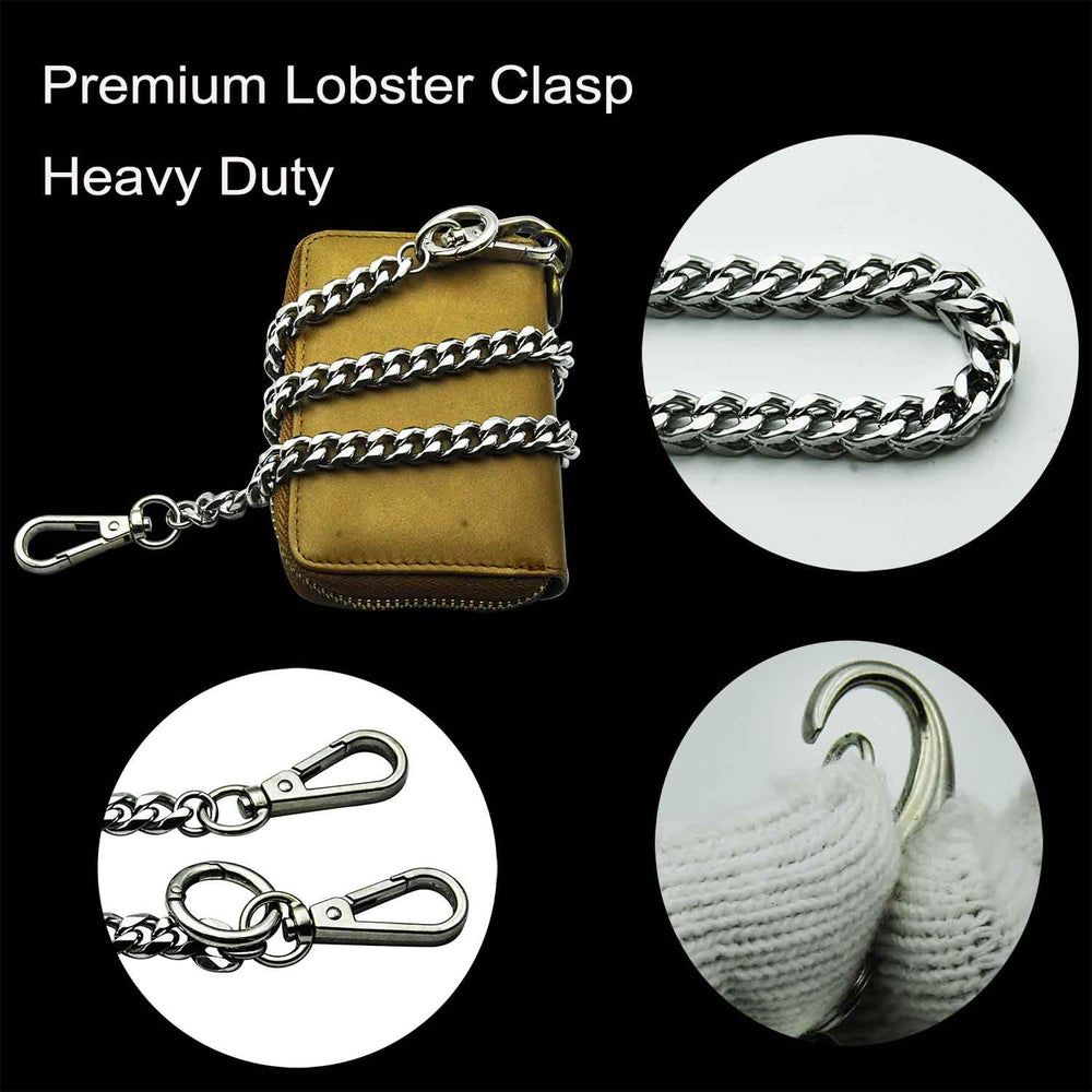 Liangery wallet chain worn on belt loop illustrating secure pocket access.