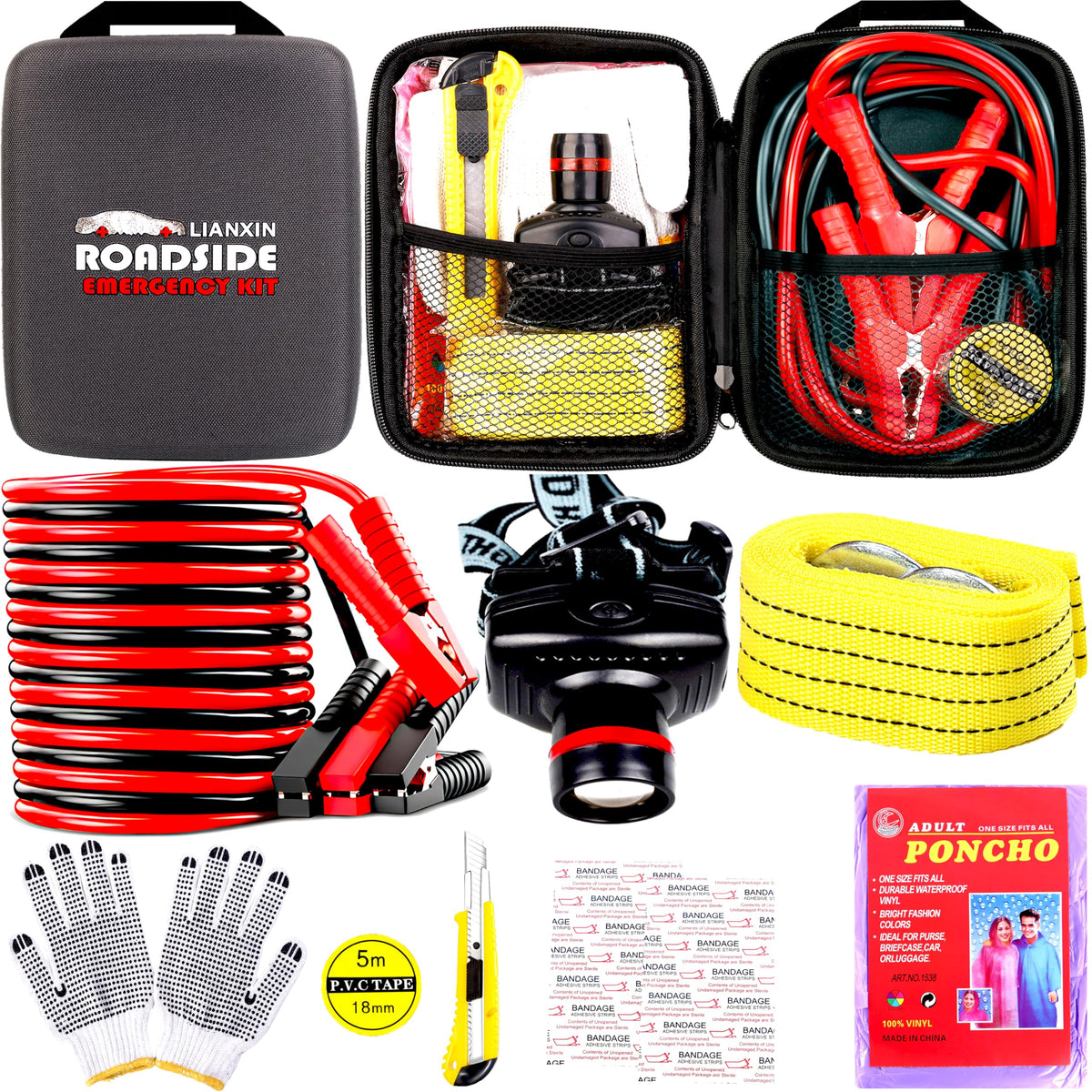LIANXIN jumper cables in the emergency kit enabling safe roadside starts