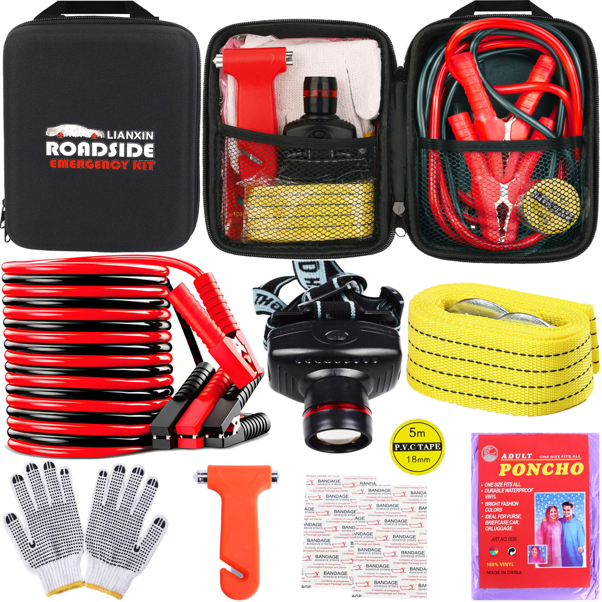 LIANXIN jumper cables kit for quick, safe roadside power boosts.