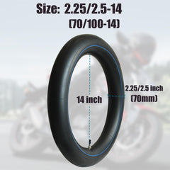 Libereco 14-inch inner tube for dirt bikes delivers elasticity for rough terrain.