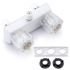 Liberflow full white RV shower faucet assembly for indoor use.
