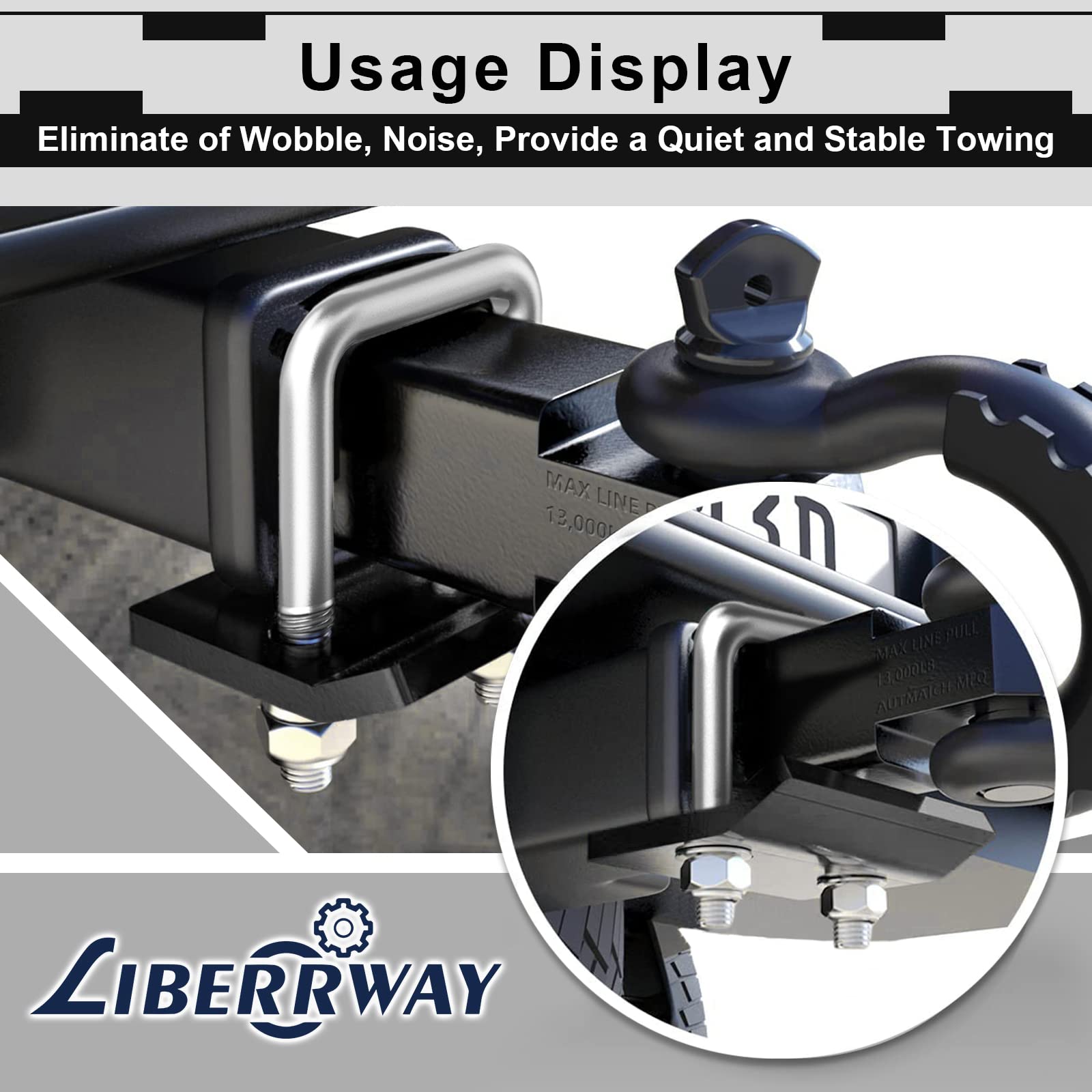 LIBERRWAY hitch compatibility with 1.25 and 2-inch receivers for versatile use.