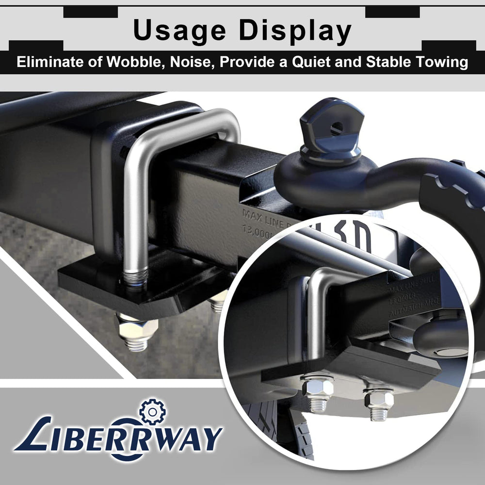 LIBERRWAY hitch compatibility with 1.25 and 2-inch receivers for versatile use.