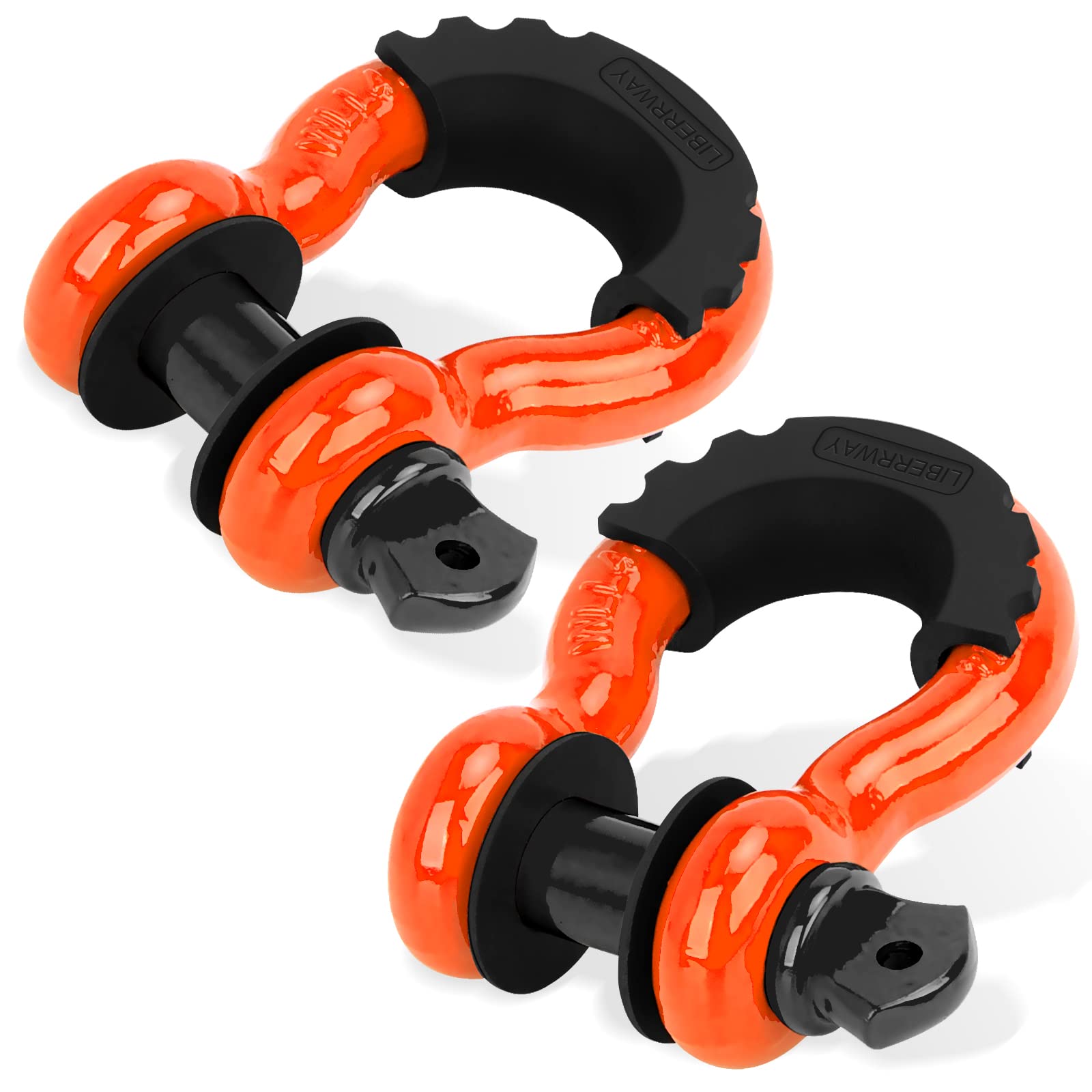 LIBERRWAY shackles 3/4-inch D-ring close-up, two-pack for versatile towing.