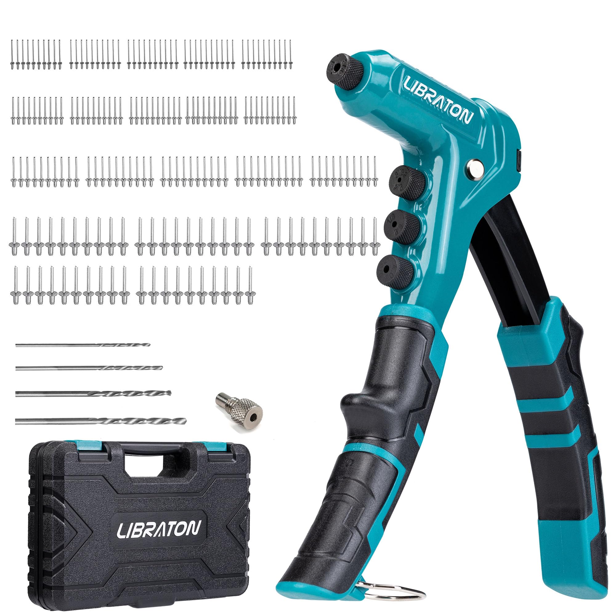 LIBRATON one-handed rivet gun with ergonomic grip for effortless riveting.