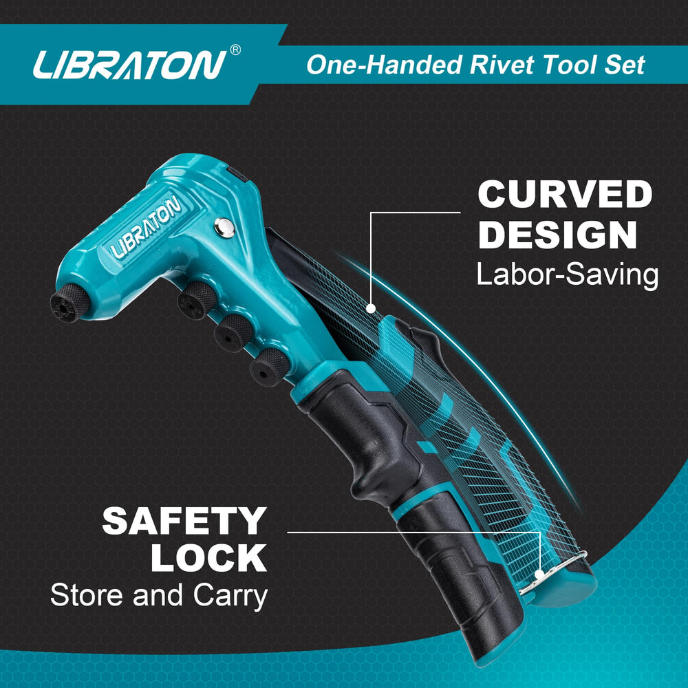 LIBRATON pop rivet set including 200 aluminum rivets for ready projects.