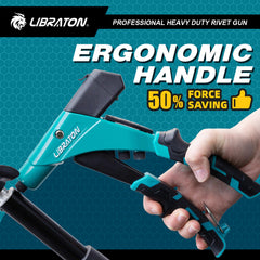 LIBRATON rivet gun features Cr-Mo steel claw for reliable grip.