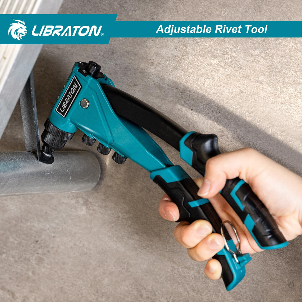 LIBRATON rivet gun in action securing a metal panel.
