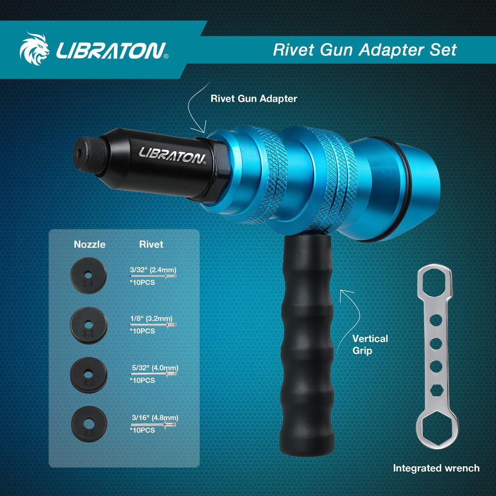 LIBRATON rivet nose piece 3-32 for precise riveting on metal panels.