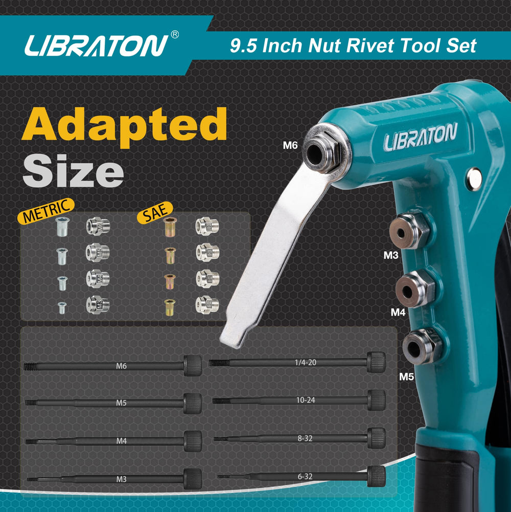 LIBRATON 80pcs nuts included for quick rivet nut installation.