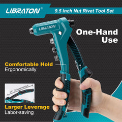 LIBRATON ergonomic-handle rivet nut tool enables comfortable one-handed operation.