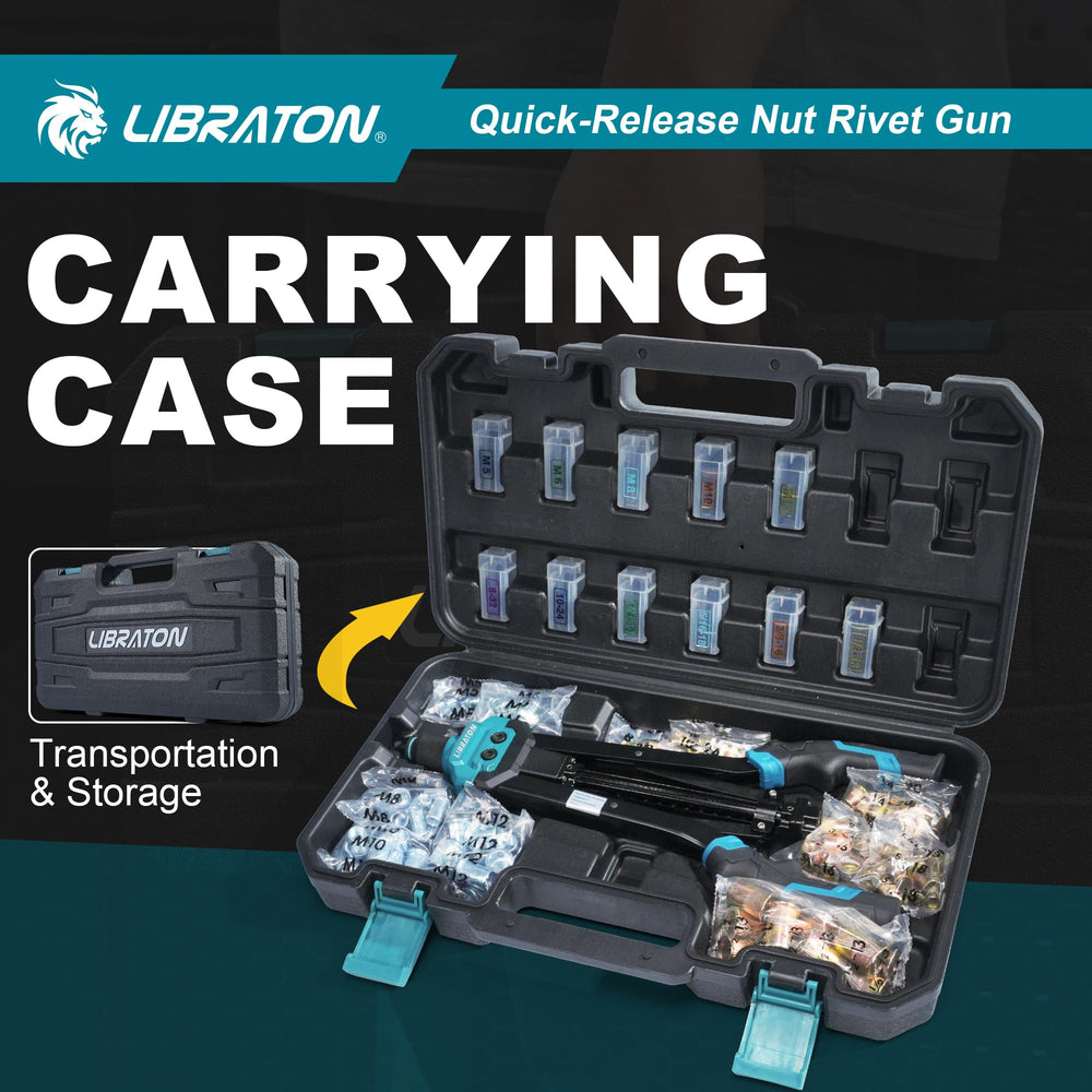 LIBRATON Rivet Nut Tool in use on sheet metal demonstrates secure fastener installation.