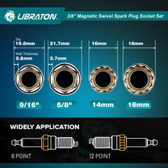 LIBRATON spark plug socket 9/16 inch close-up showing size marking.