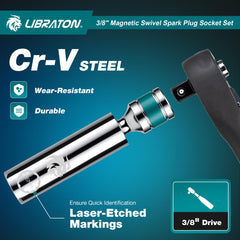 LIBRATON spark plug socket 10-inch extension for hard-to-reach plugs.
