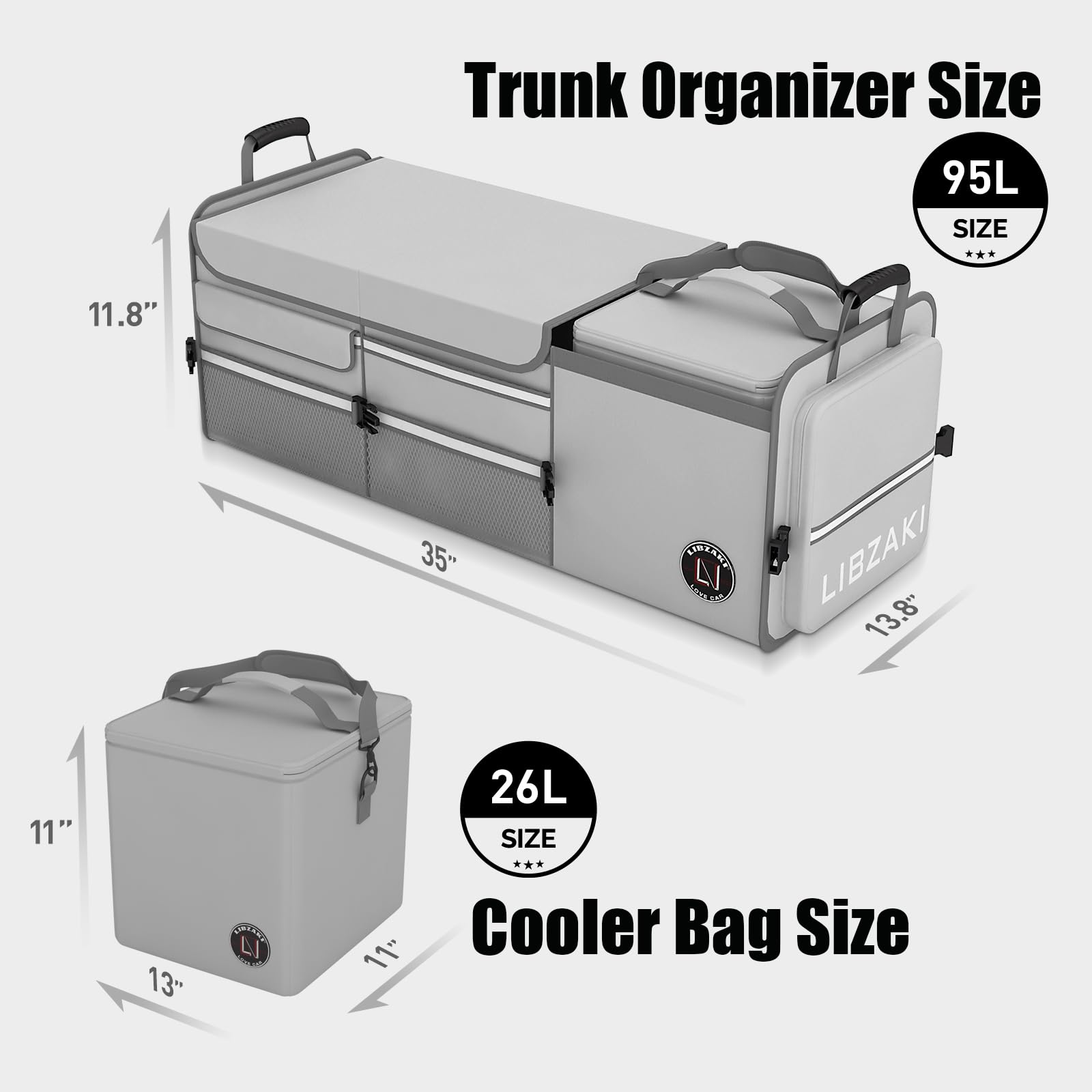 LIBZAKI organizer features reflective strips for night visibility.
