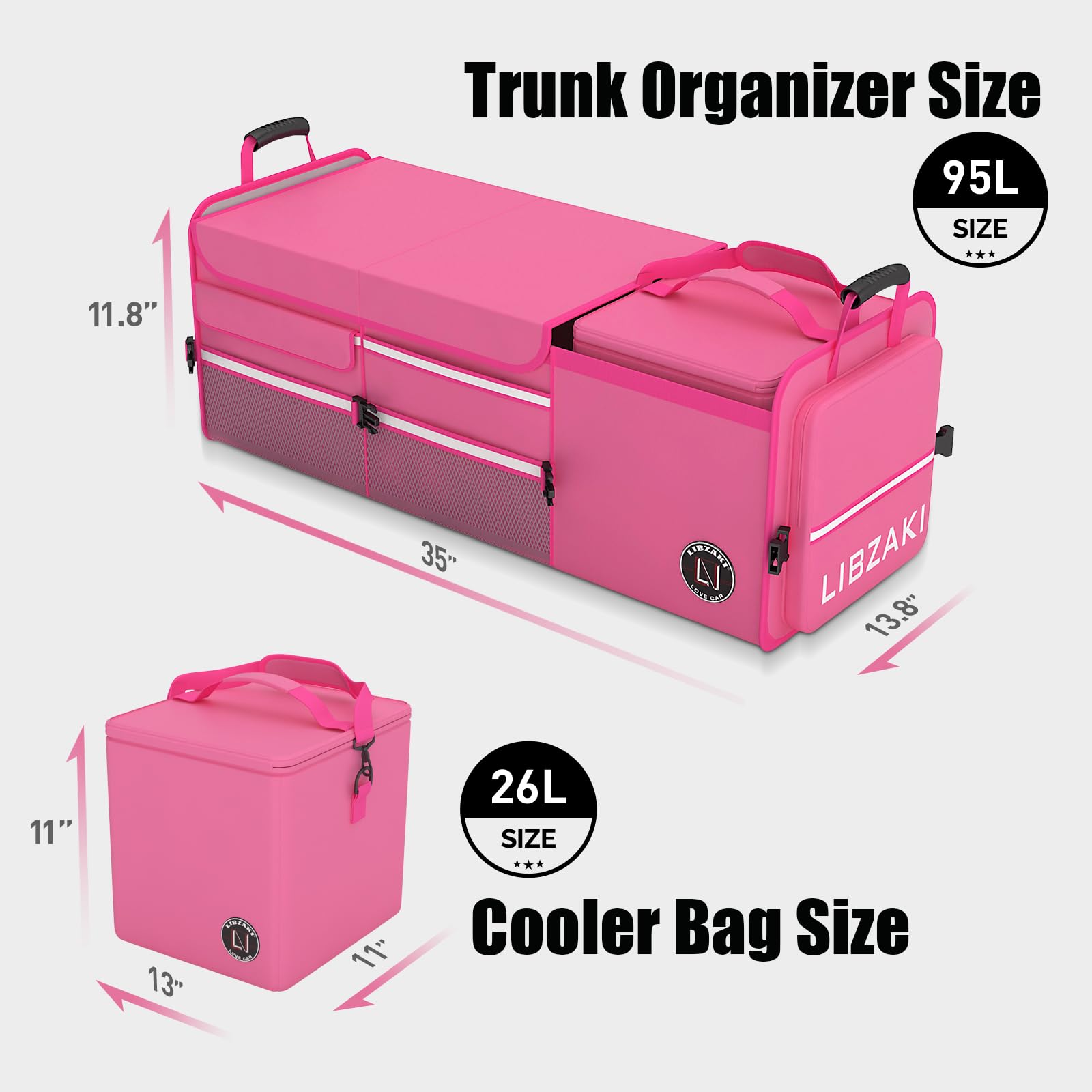 LIBZAKI rose-red trunk organizer heavy-duty structure supports heavy items