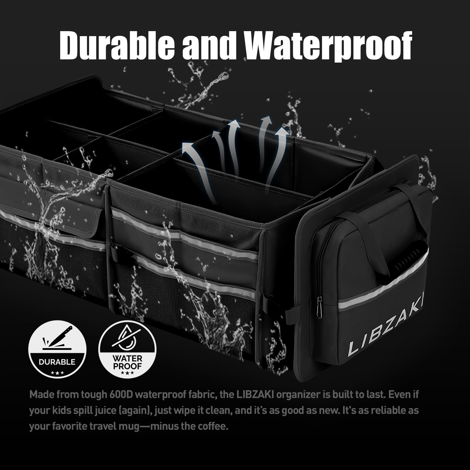 LIBZAKI trunk organizer folded flat for compact storage