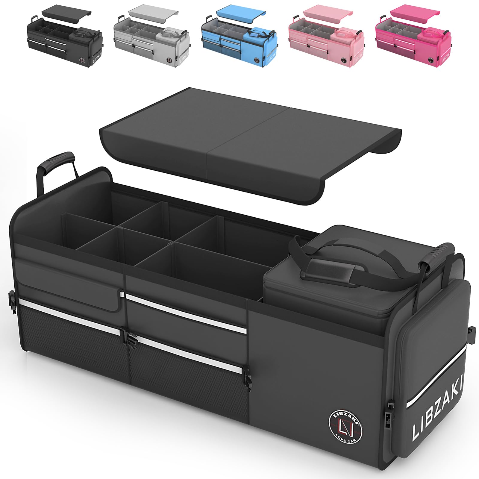 LIBZAKI oversized trunk organizer outside view showing large capacity