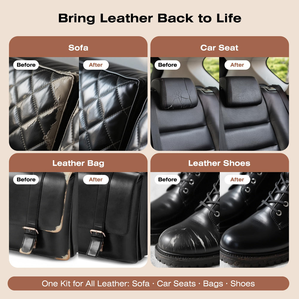 Liccyy leather repair demo showing restored texture and finish.