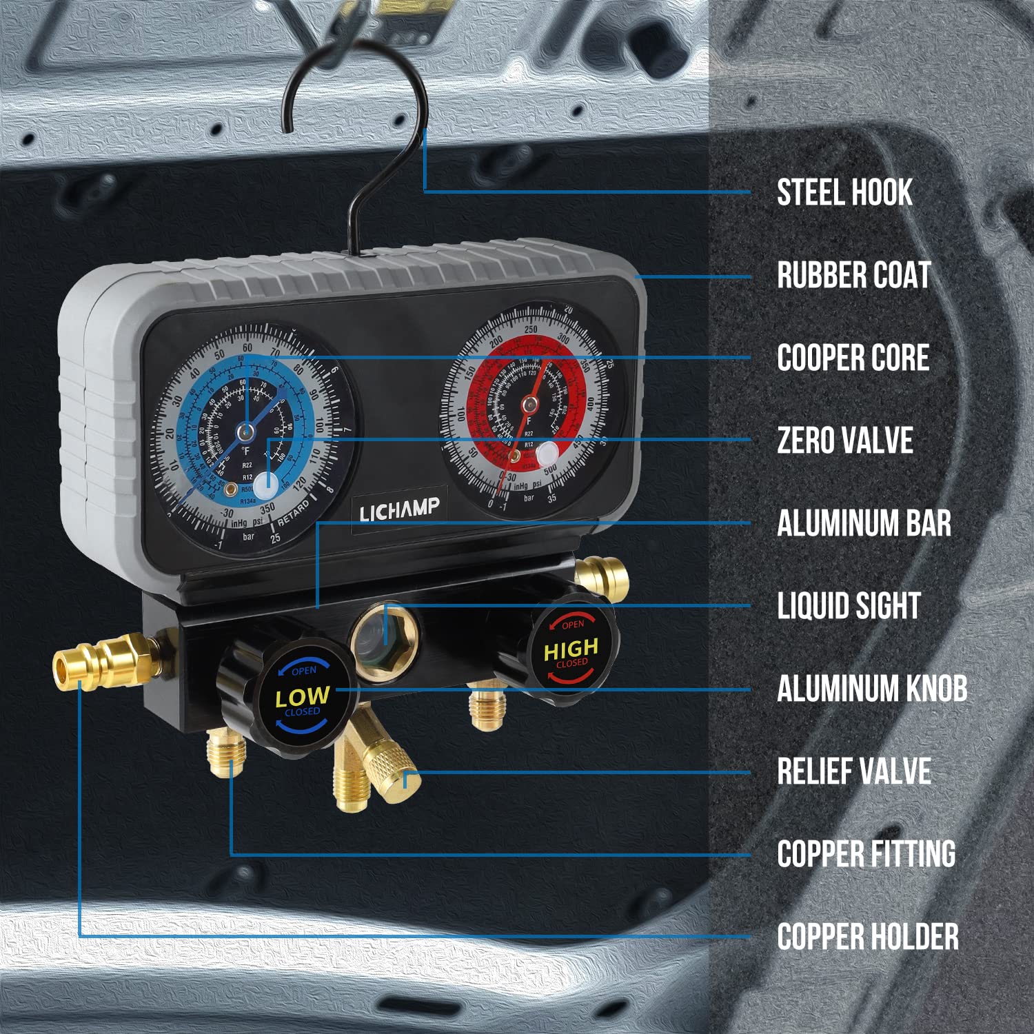 Lichamp AC Gauges durable brass and aluminum body withstands heavy use.