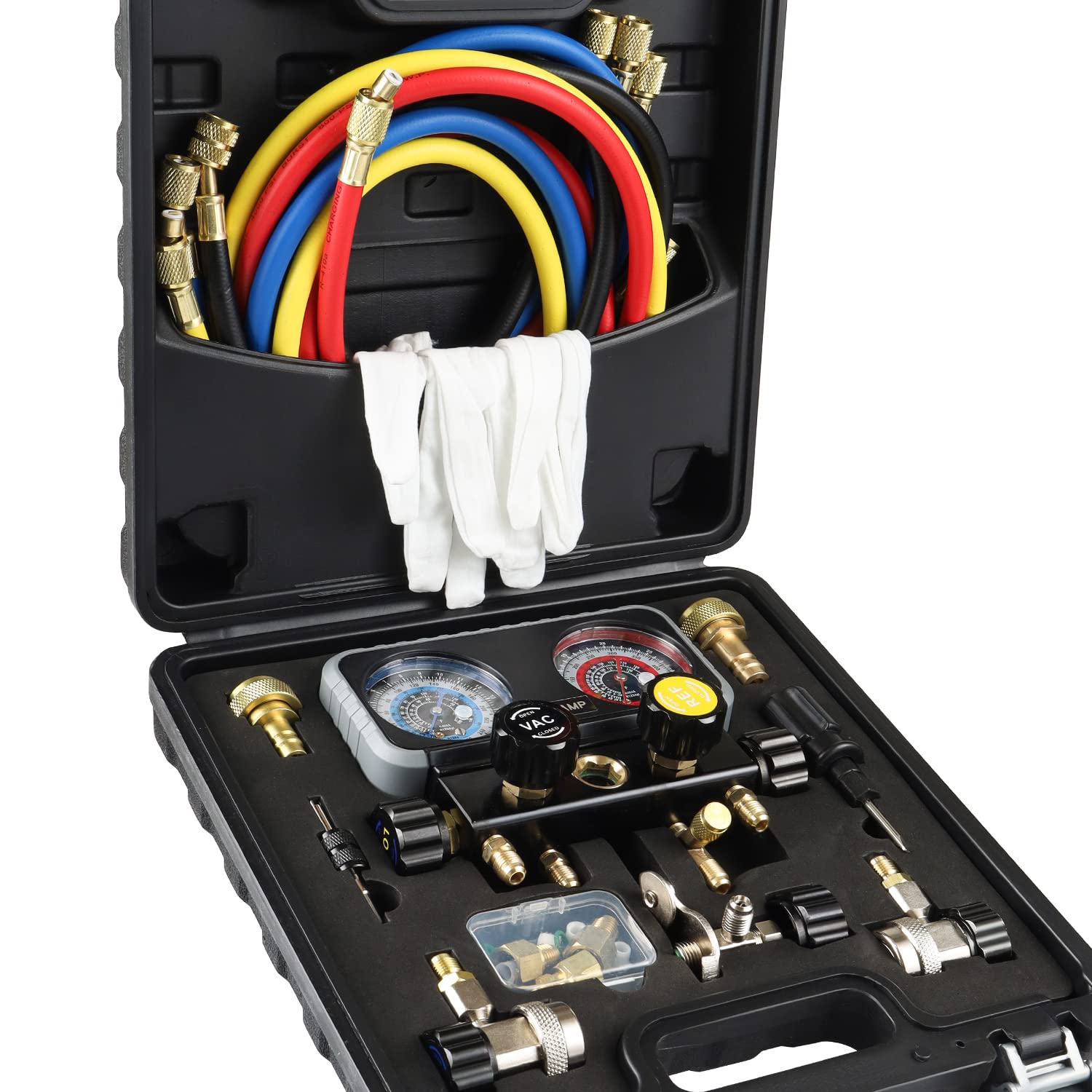 Lichamp AC gauge set front view for precise refrigerant charging and diagnostics.