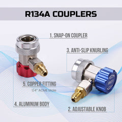 Lichamp AC adapters kit with puncture-style tap enabling fast refrigerant access.