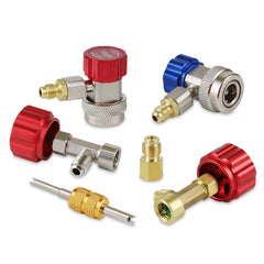 Lichamp AC R134A adapters kit with self-sealing tap for leak-free access.