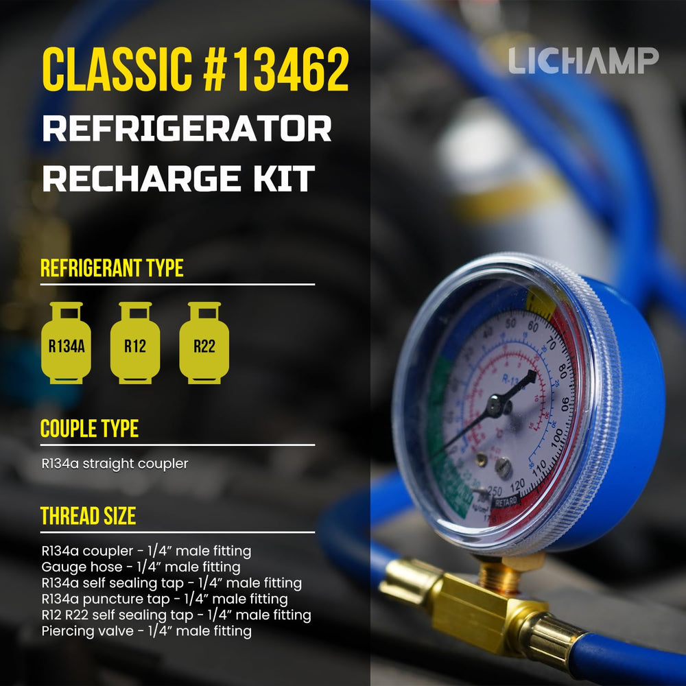 Lichamp hose provides flexible reach during A/C recharge tasks.