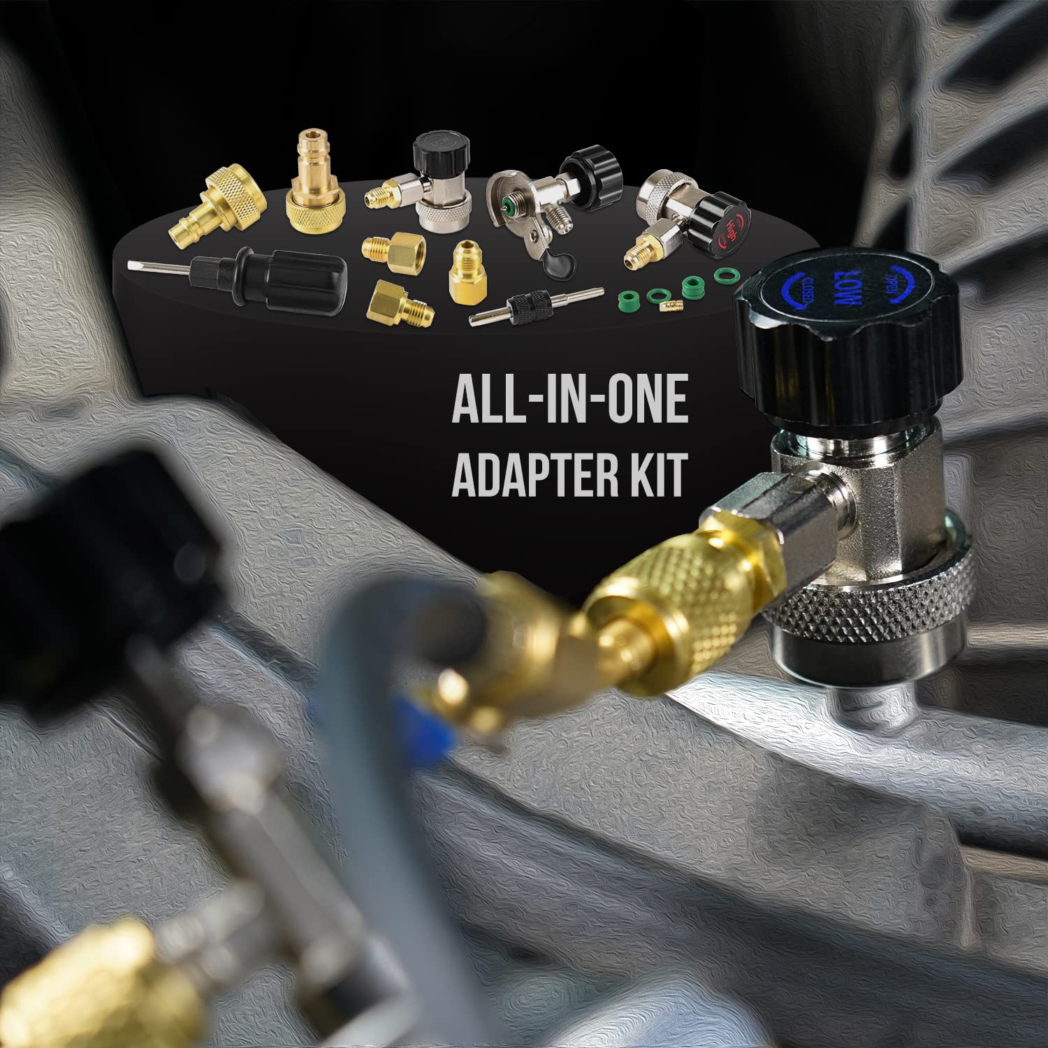 Lichamp can tap and tools kit ready for maintenance tasks.