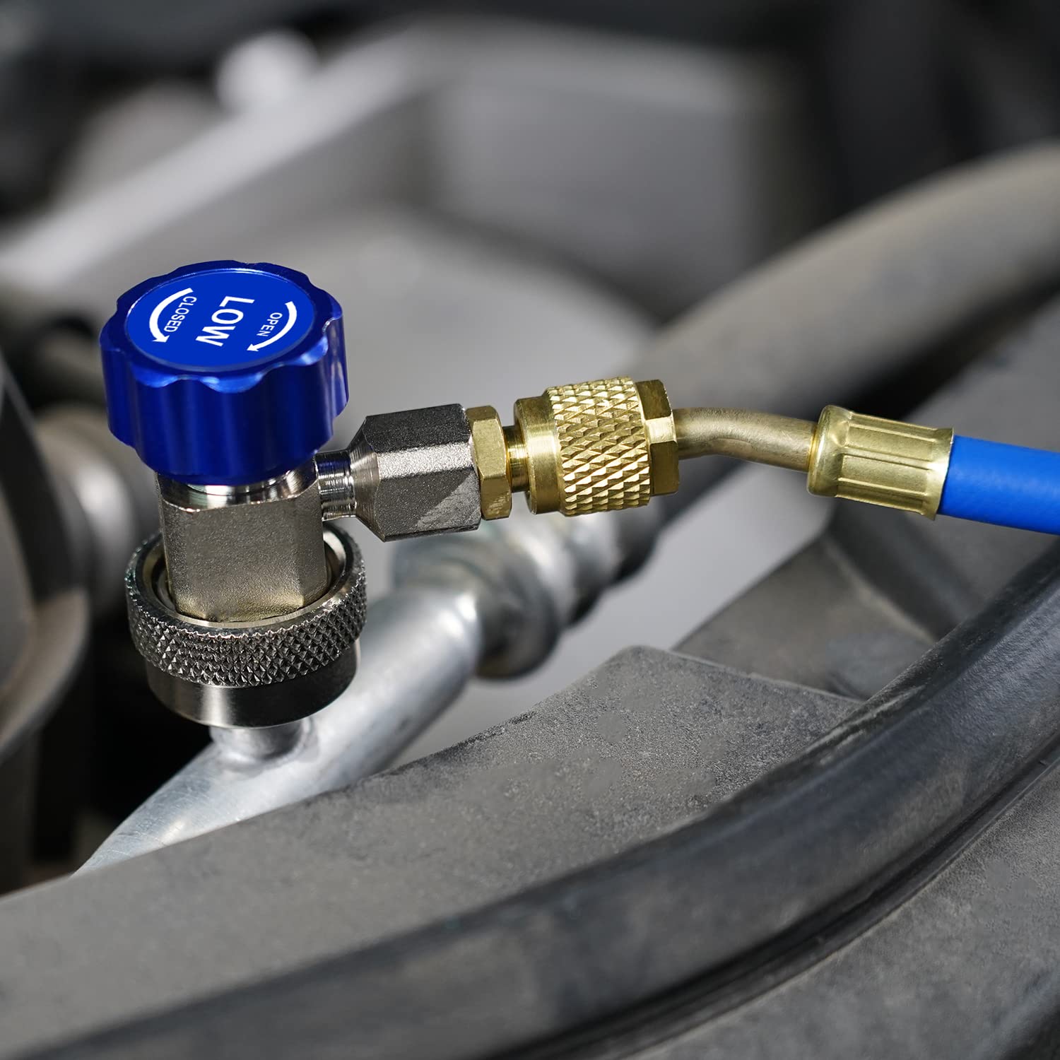 Lichamp dual head valve core remover for efficient line maintenance.