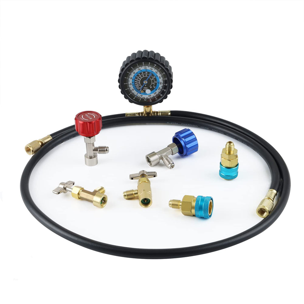 Lichamp refrigerant kit gauge dials clearly read pressure for accurate charging