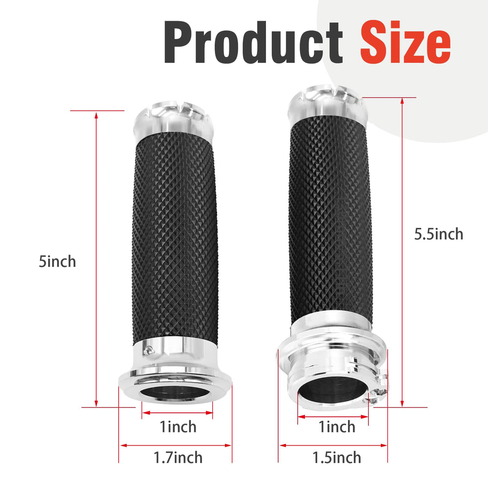LIDSCURA 1-inch chrome grips right side with textured anti-skid surface.