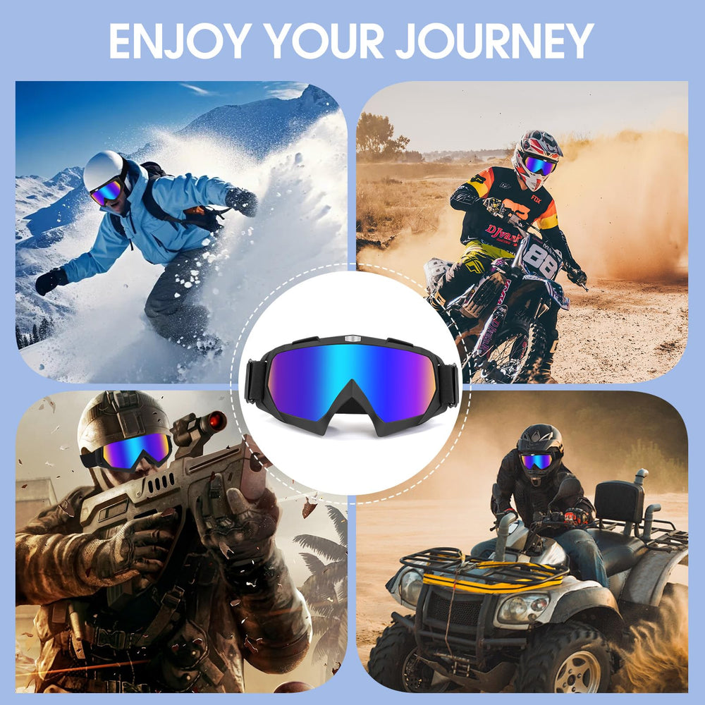 Lievermo motocross helmet-compatible goggles shown with helmet for safe riding.