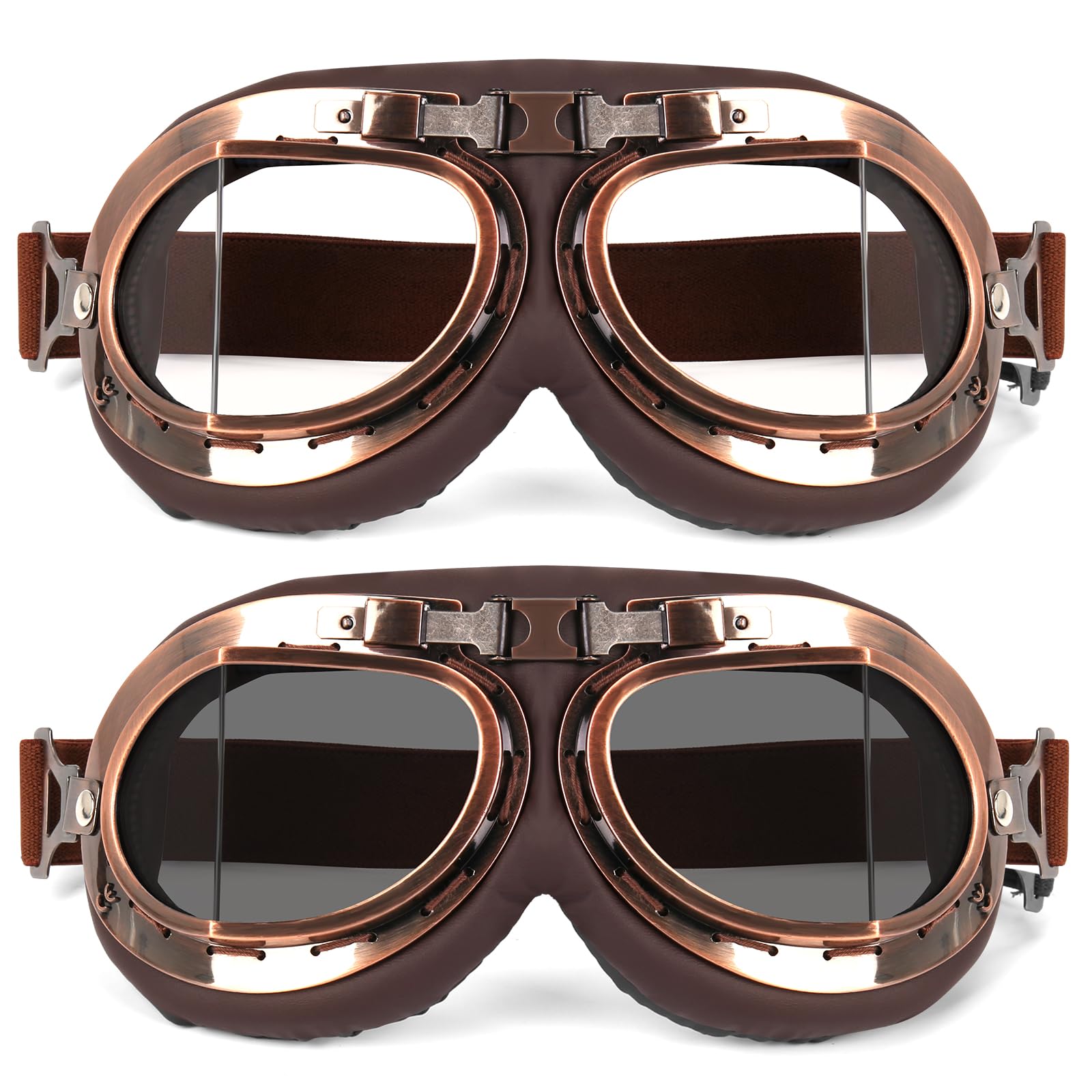 Lievermo Vintage Helmet Goggles front view with retro style and wind protection.