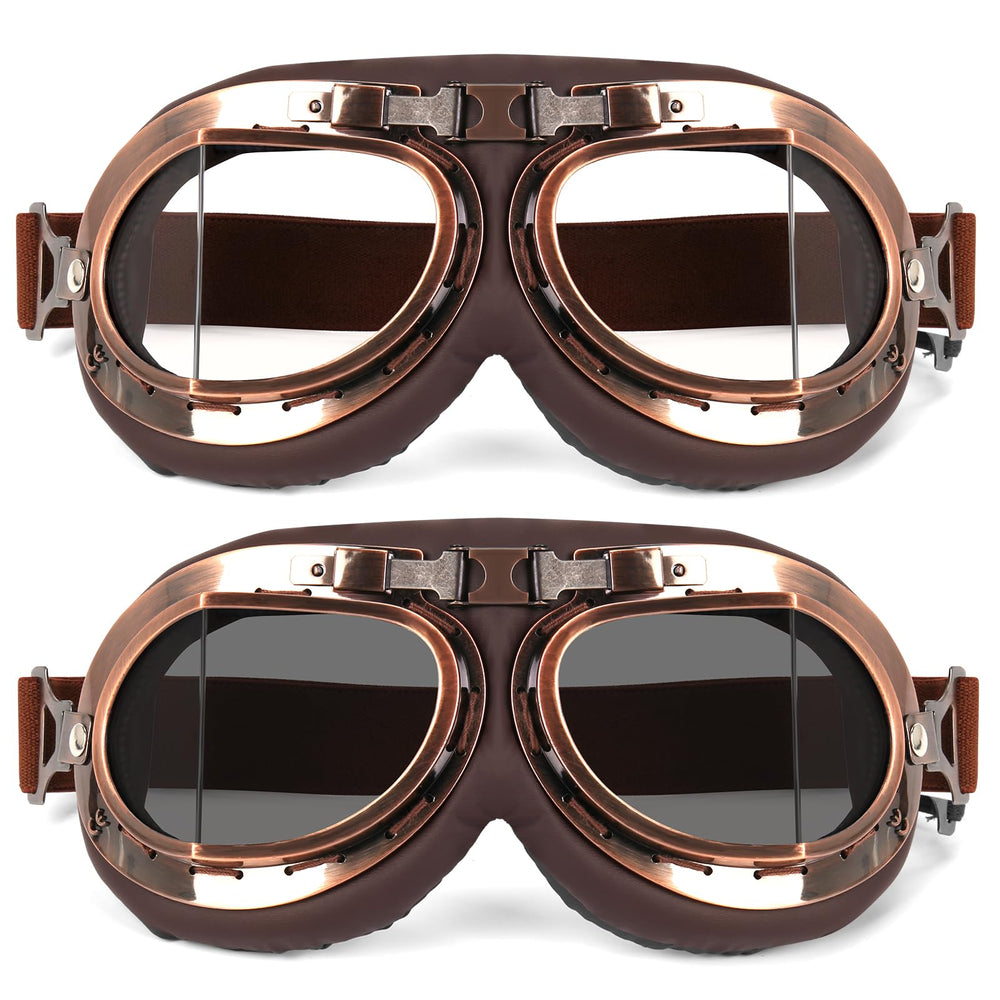 Lievermo Vintage Helmet Goggles front view with retro style and wind protection.