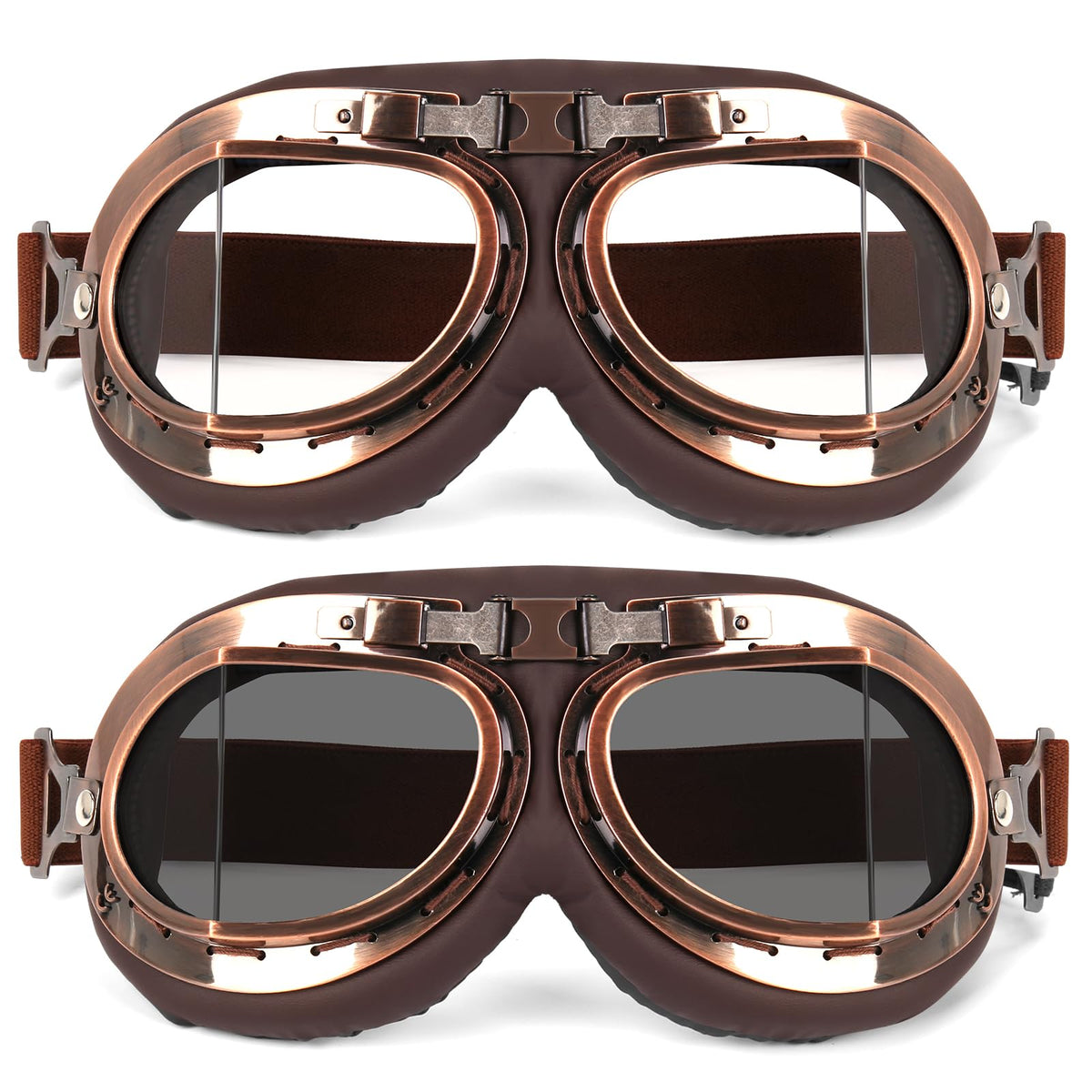 Lievermo Vintage Helmet Goggles front view with retro style and wind protection.